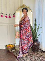 Women's Purple Viscose Chanderi Embroidered Straight Kurta Pant With Dupatta-MDC-NARI-PURPLE