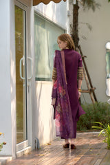 Women's Wine Roman Silk Embroidered Straight Kurta Pant With Dupatta-MDC-S2010-WINE