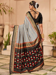 Women's Cotton Blend Beige Woven Design Designer Saree With Blouse Piece-MIHIKA81904