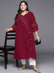 Women Printed Flared Sleeves A line Kurta-AP-AHKUCRFP-1130