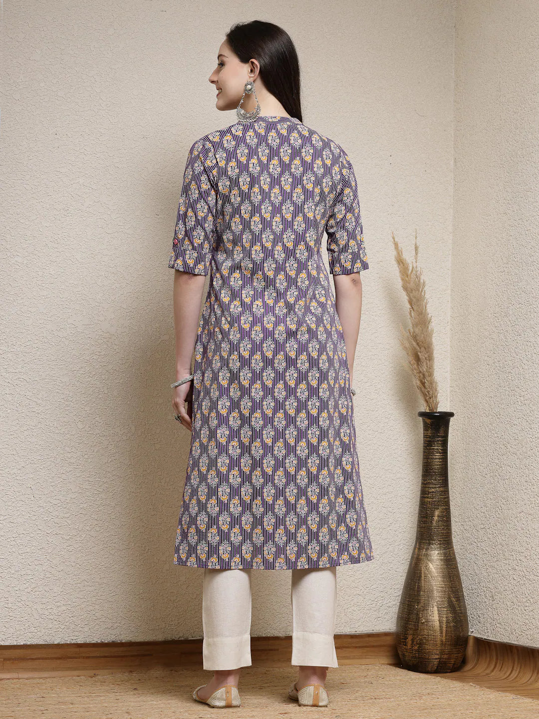 Floral Printed Indian Kurta - Rayon A-Line Kurtas for Women