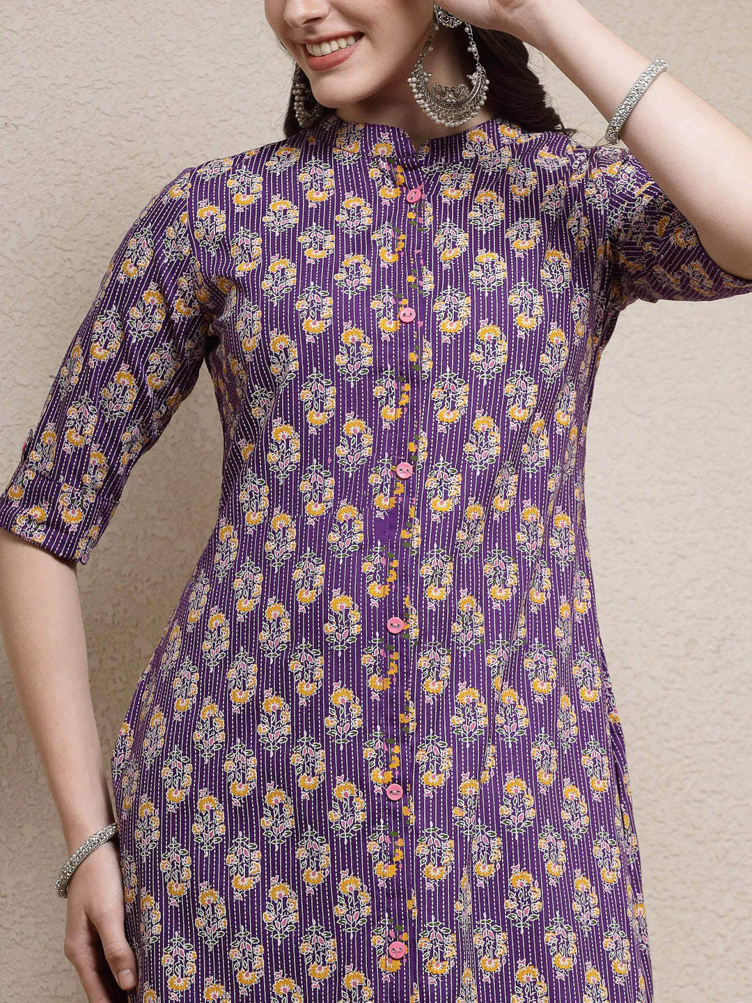 Floral Printed Indian Kurta - Rayon A-Line Kurtas for Women