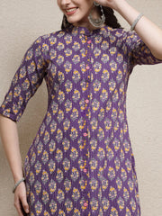Women's Floral Printed Rayon A-Line Kurta-MERCURY