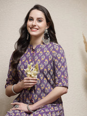 Women's Floral Printed Rayon A-Line Kurta-MERCURY