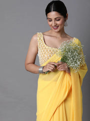 Yellow Embroidered Women Saree