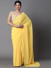 Yellow Embroidered Women Saree