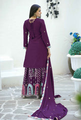 Women's Wine Chinon Sequence Straight Kurta Sharara With Dupatta-MFF-23-WINE