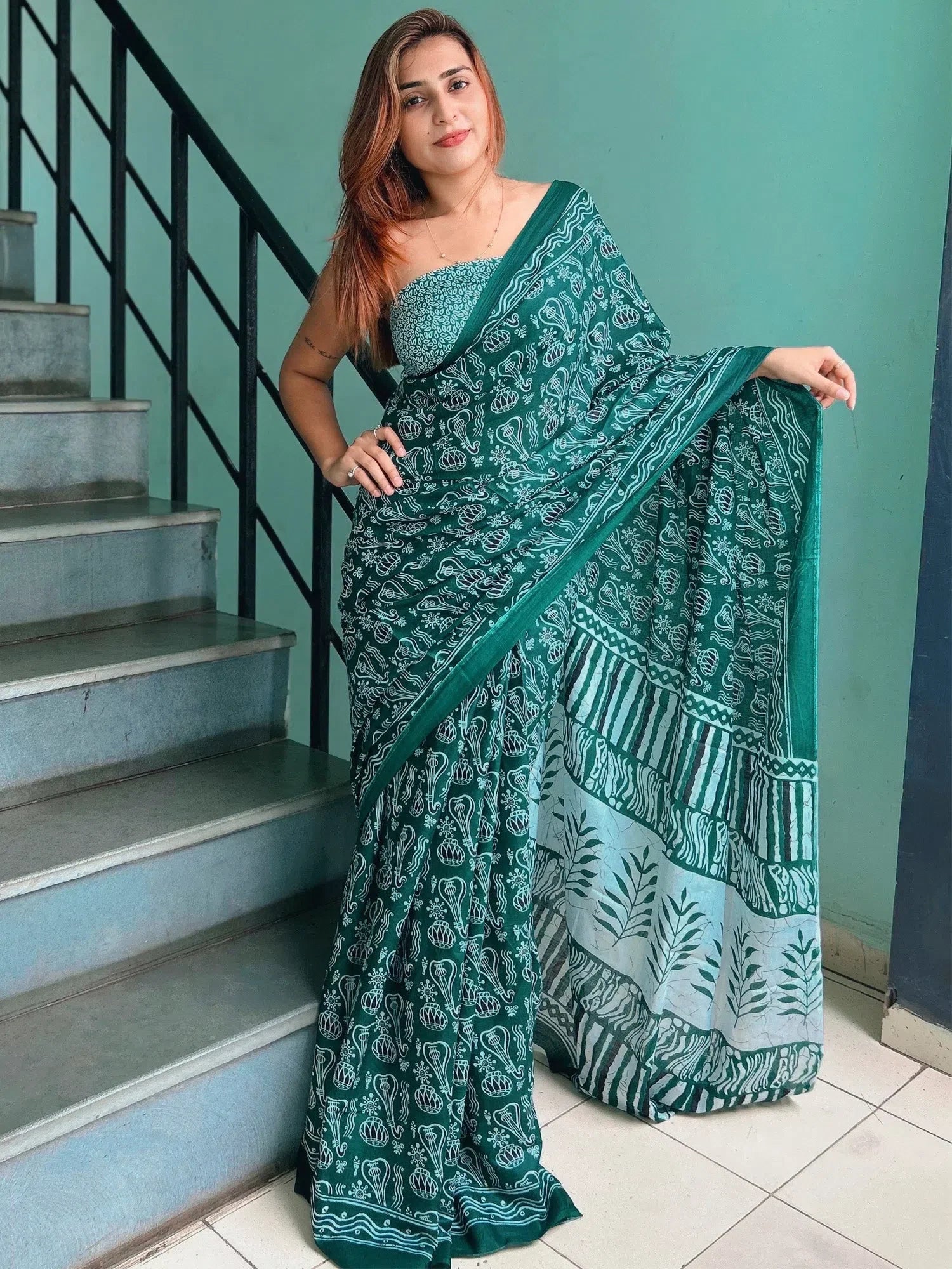 Teal Cotton Saree | Indian Sarees & Designer Style