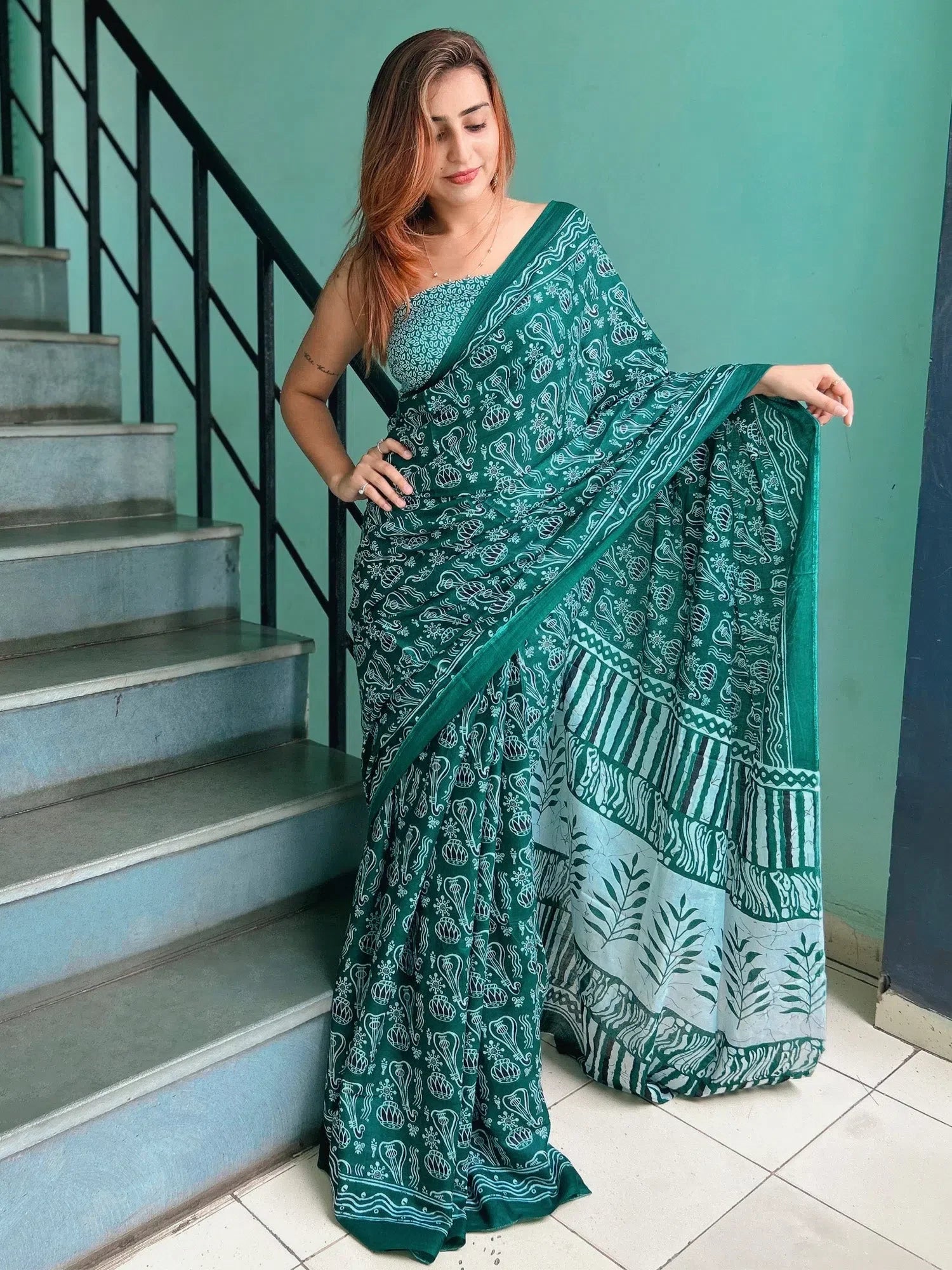Teal Cotton Saree | Indian Sarees & Designer Style