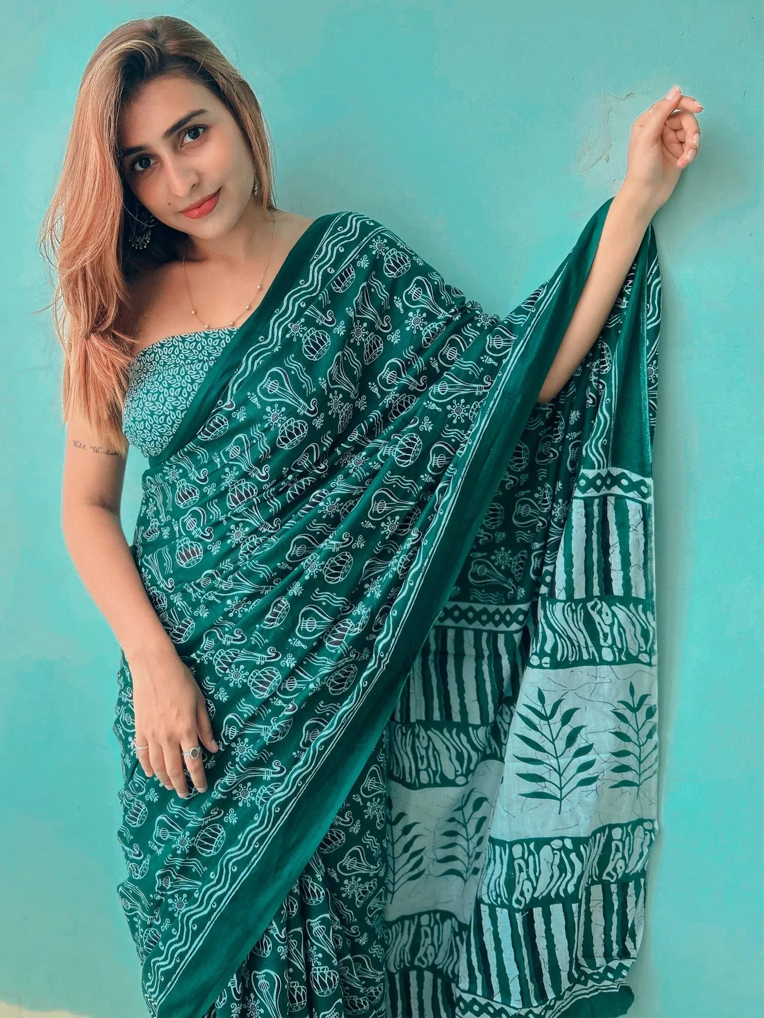 Teal Cotton Saree | Indian Sarees & Designer Style