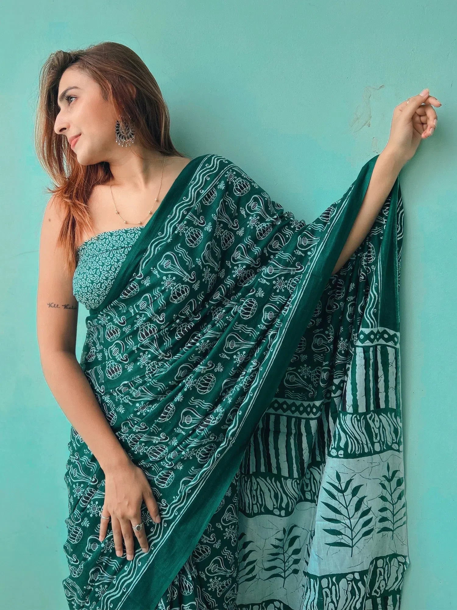 Teal Cotton Saree | Indian Sarees & Designer Style