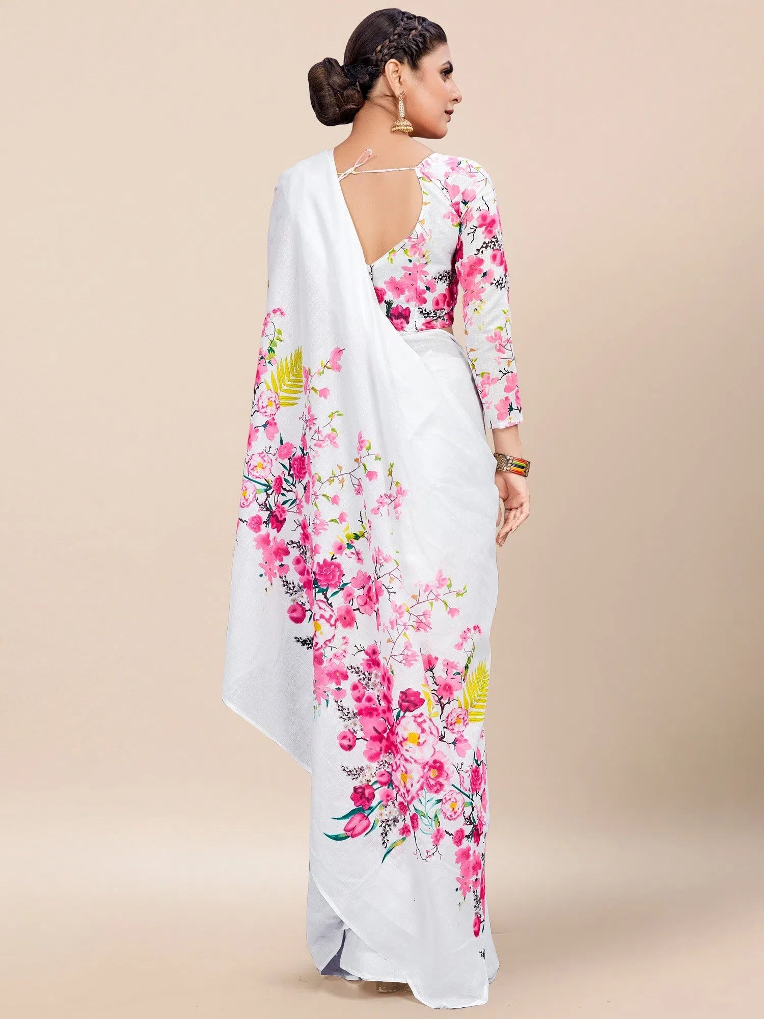 White Printed Cotton Saree | Indian Sarees for Women