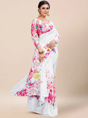 Women's Dola Black Printed Designer Saree With Blouse Piece-RAJWADI02G