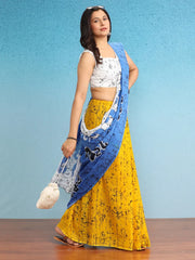 Women's Cotton Blue Printed Designer Saree With Blouse Piece-MINAXI4904