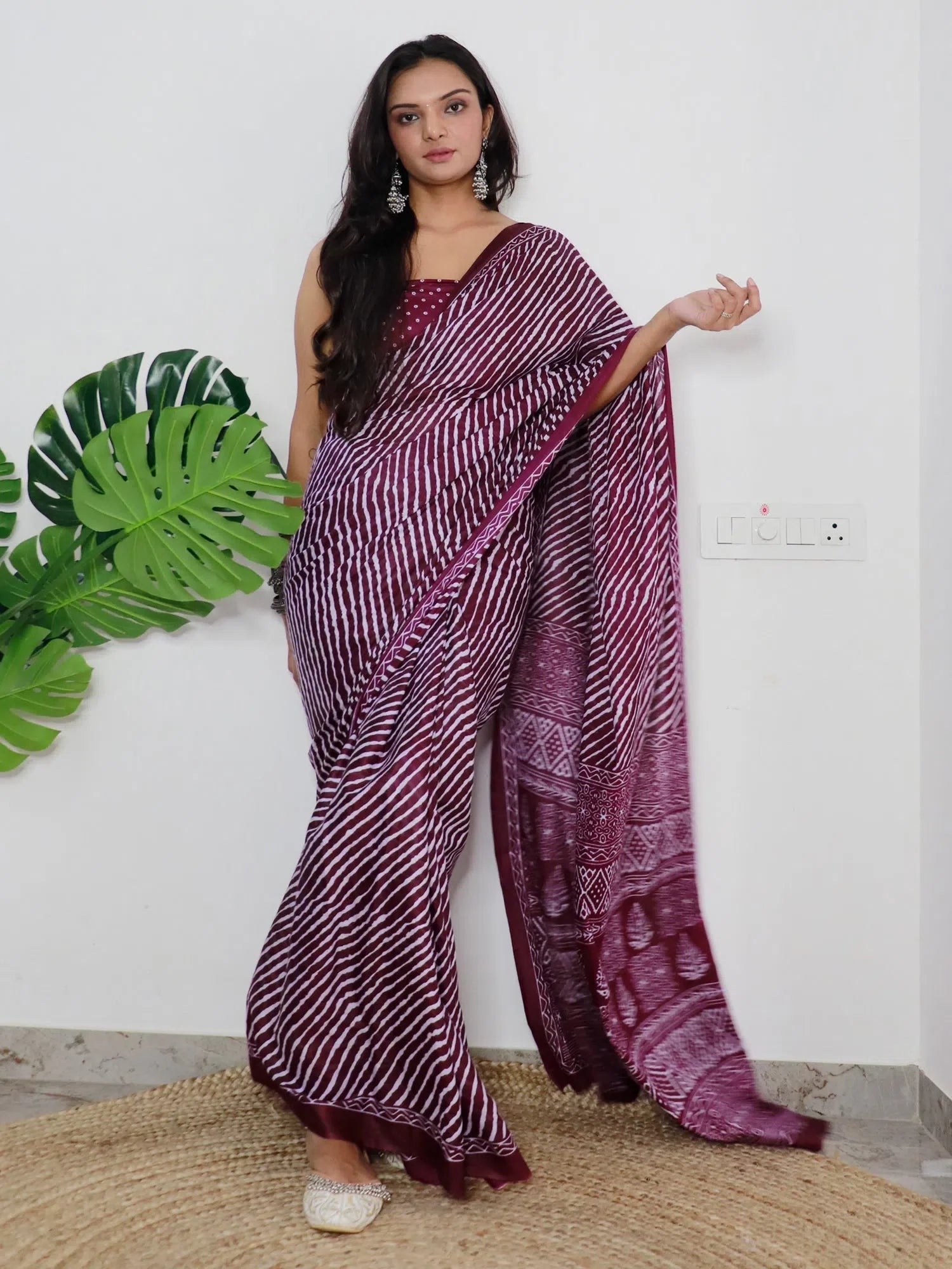 Magenta Printed Cotton Saree | Indian Wedding Sarees