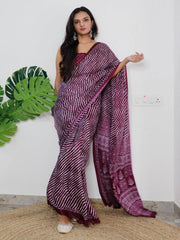 Women's Dola Brown Printed Designer Saree With Blouse Piece-RAJWADI08C