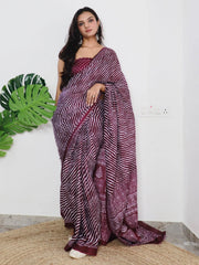 Women's Dola Brown Printed Designer Saree With Blouse Piece-RAJWADI08C