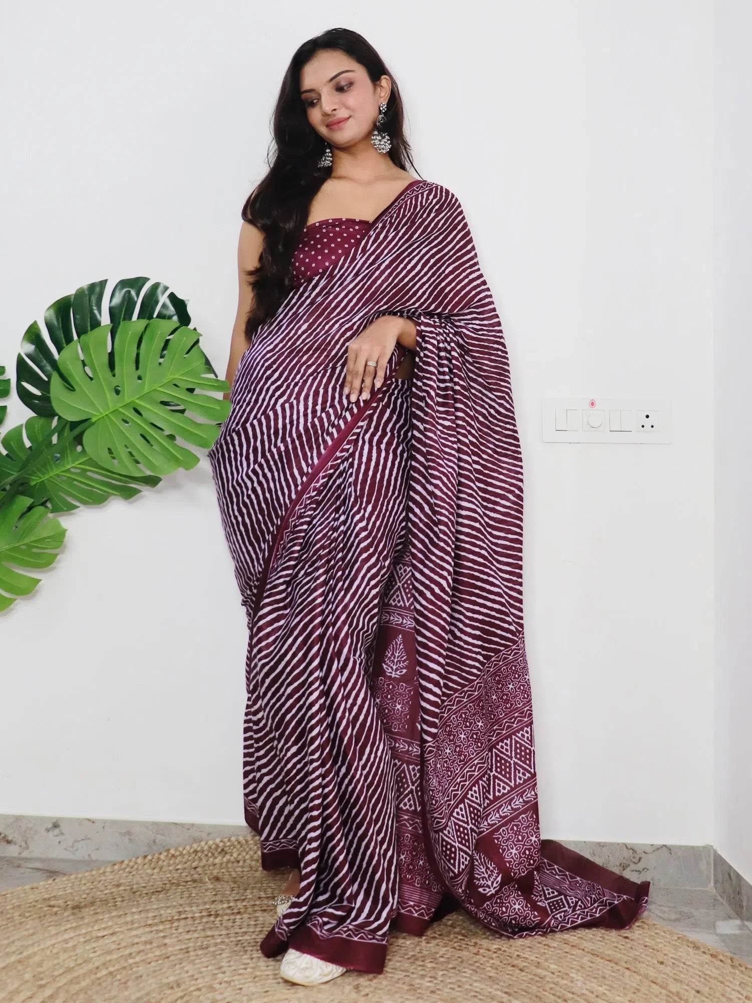 Magenta Printed Cotton Saree | Indian Wedding Sarees
