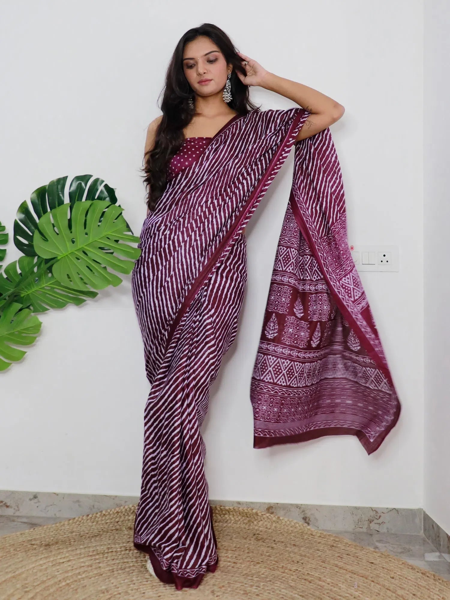 Magenta Printed Cotton Saree | Indian Wedding Sarees