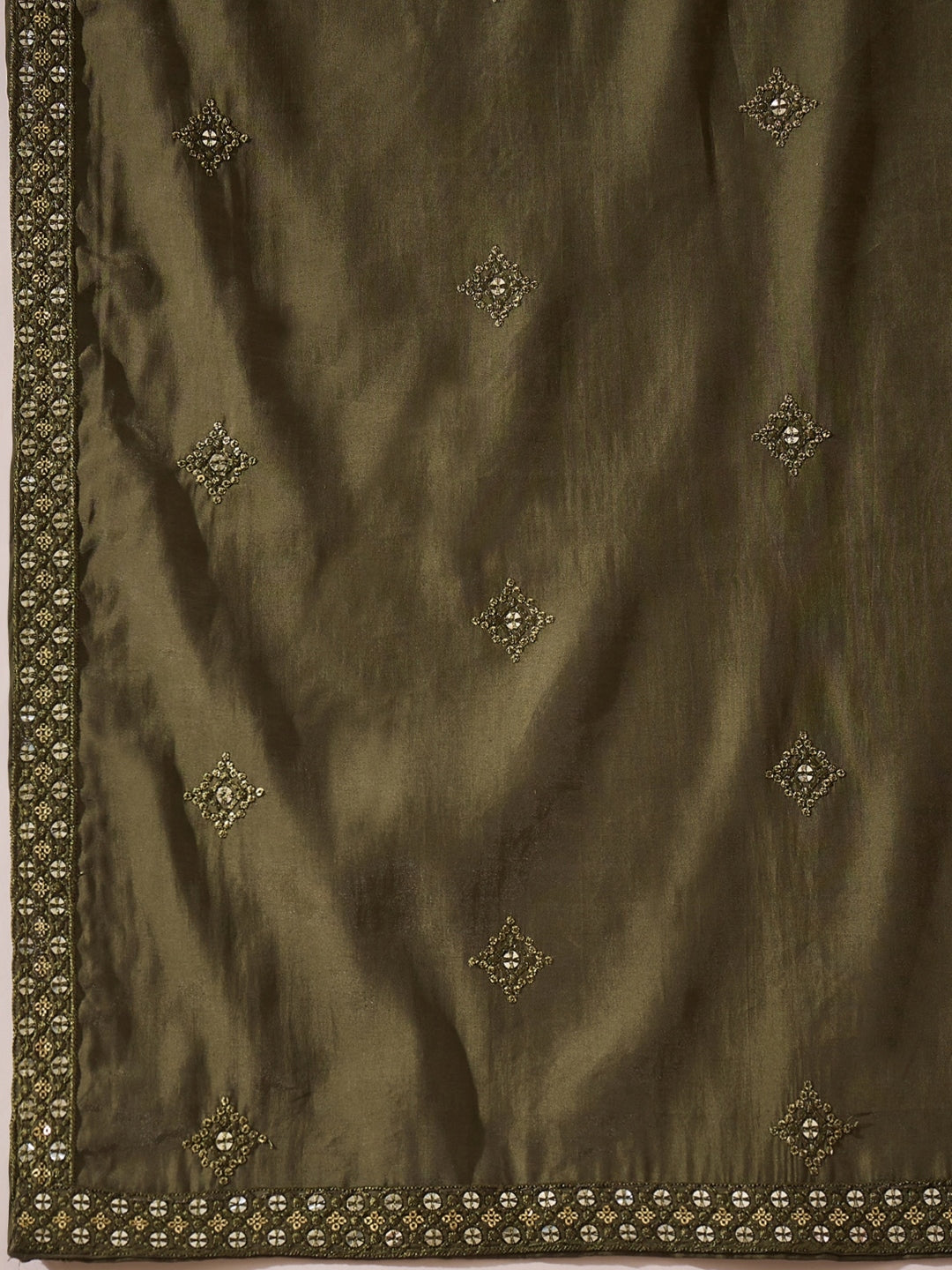 Ethnic Bay Men Green Silk Blend Solid Embroidered Straight Kurta with Dupatta-MKUD1001