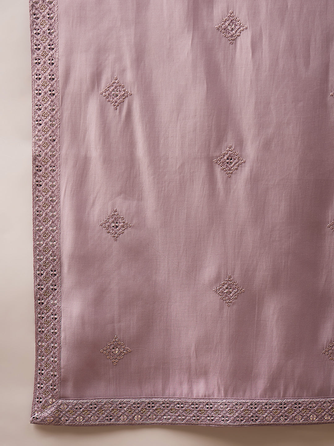 Ethnic Bay Men Lavender Silk Blend Embroidered Straight Kurta Trouser with Dupatta-MKPD1002