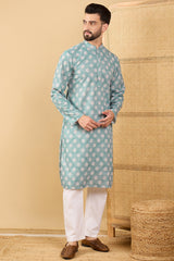 Ethnic Bay Sea Green Viscose Rayon Ethnic Motifs Embroidered Straight Chikankari Kurta MKU1032