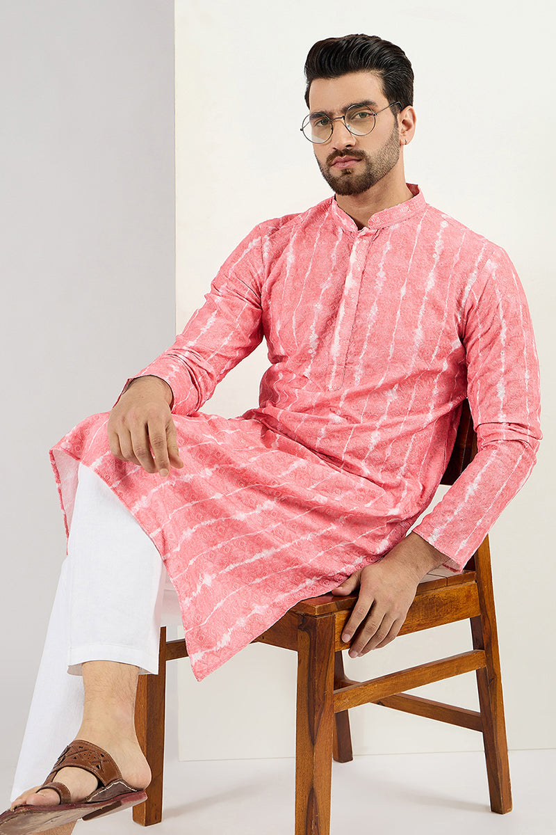 Peach Viscose Rayon Abstract Embroidered Chikankari Straight Kurta MKU