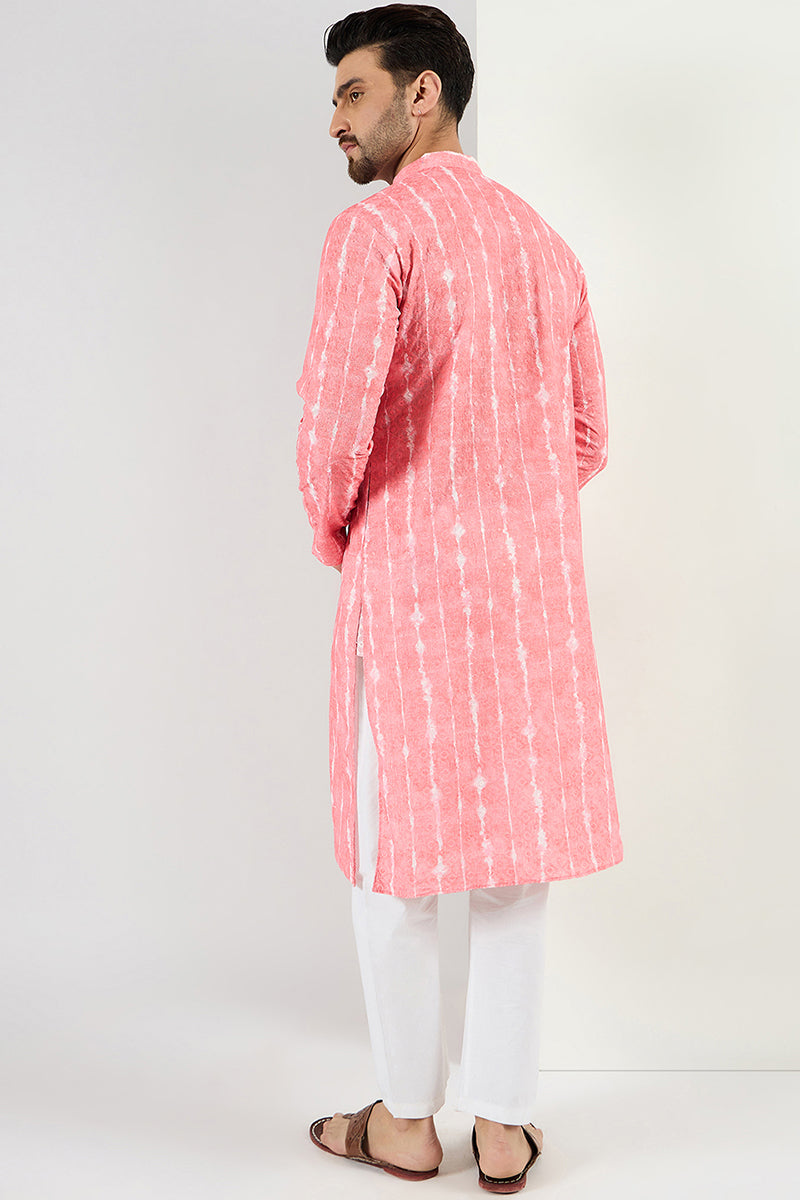 Peach Viscose Rayon Abstract Embroidered Chikankari Straight Kurta MKU
