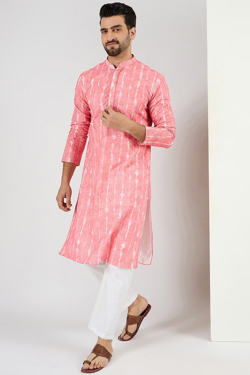 Peach Viscose Rayon Abstract Embroidered Chikankari Straight Kurta MKU