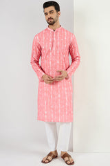 Peach Viscose Rayon Abstract Embroidered Chikankari Straight Kurta MKU1064