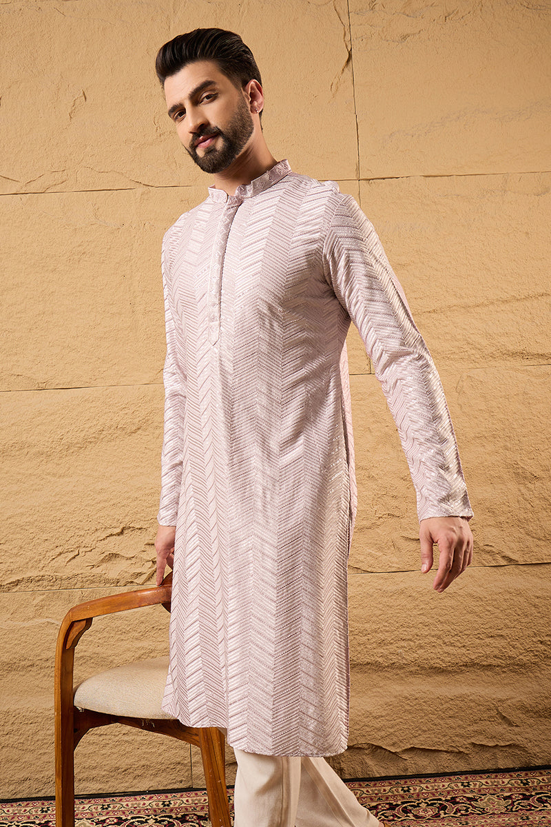 Lavender Viscose Rayon Solid Embroidered Straight Ethnic Kurta HOPMKU1