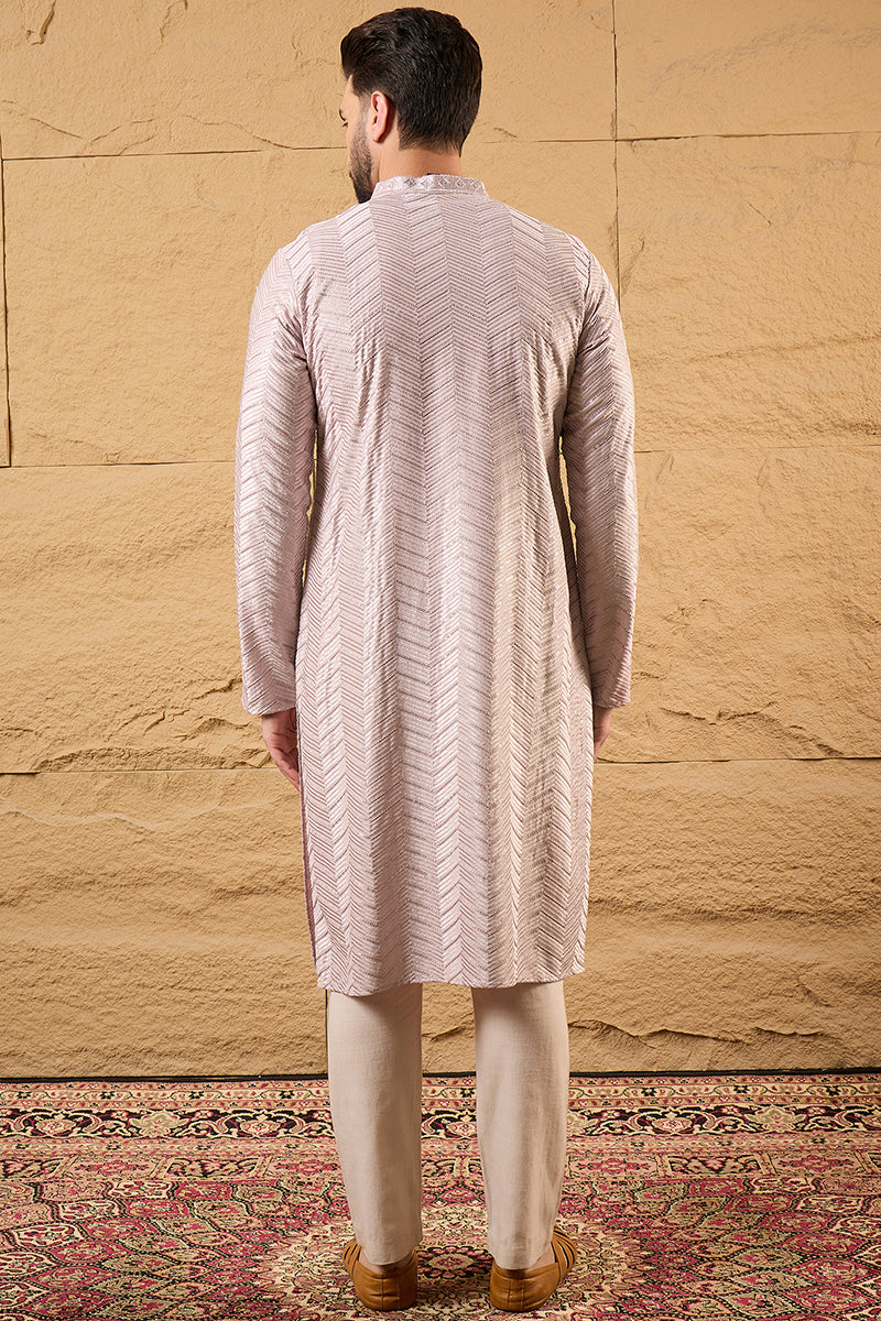 Lavender Viscose Rayon Solid Embroidered Straight Ethnic Kurta HOPMKU1