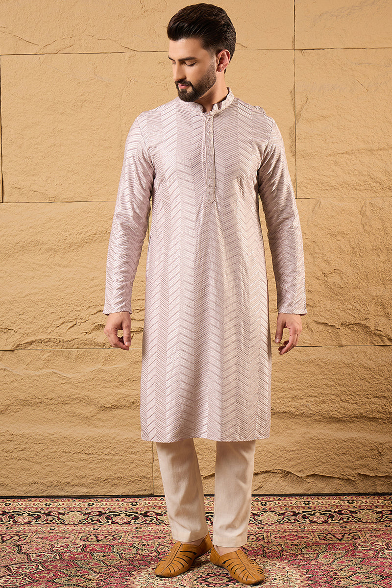 Lavender Viscose Rayon Solid Embroidered Straight Ethnic Kurta HOPMKU1