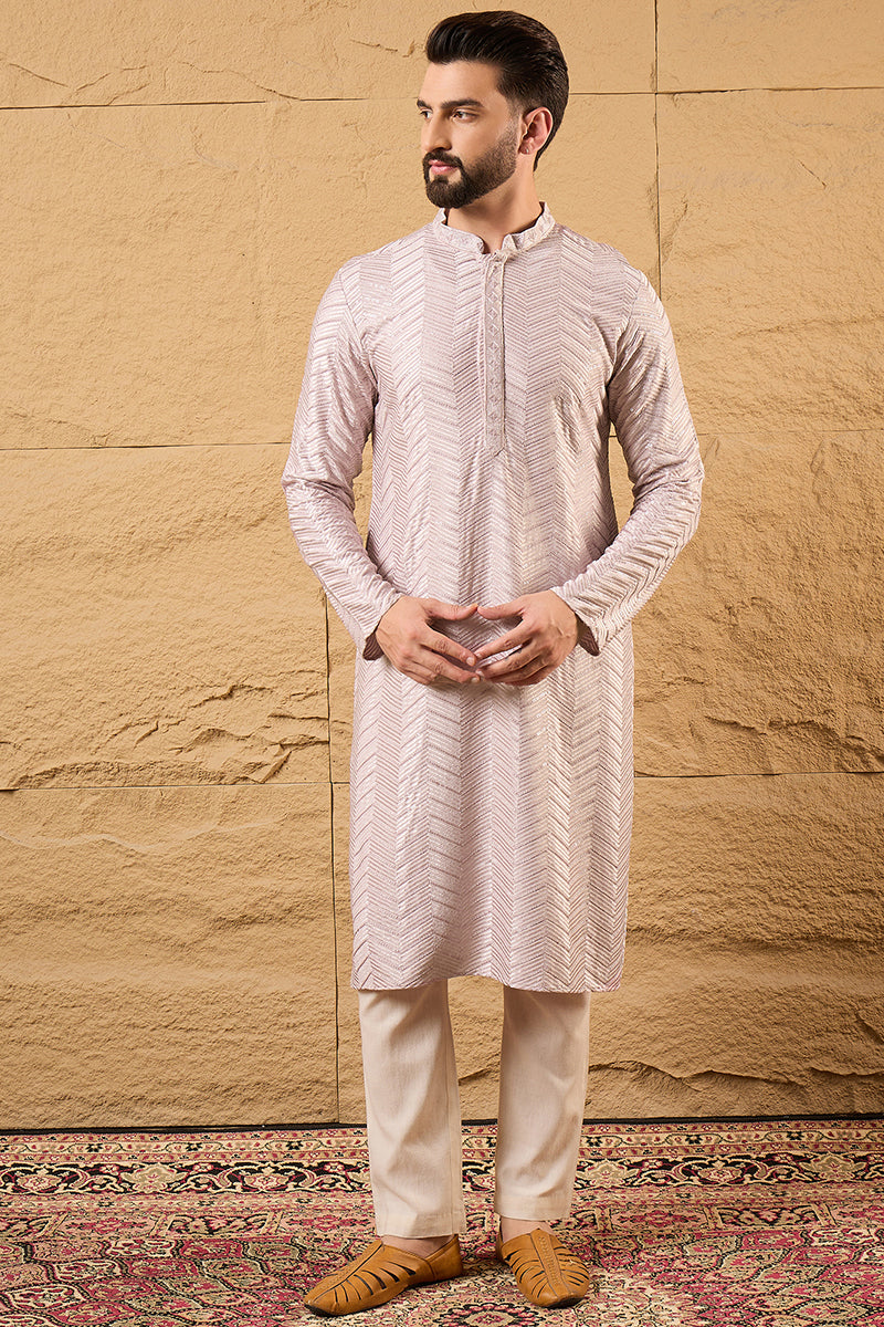 Lavender Viscose Rayon Solid Embroidered Straight Ethnic Kurta HOPMKU1