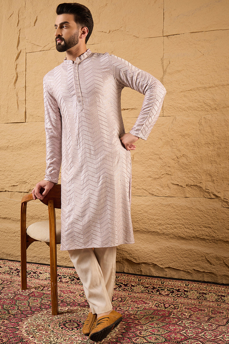 Lavender Viscose Rayon Solid Embroidered Straight Ethnic Kurta HOPMKU1