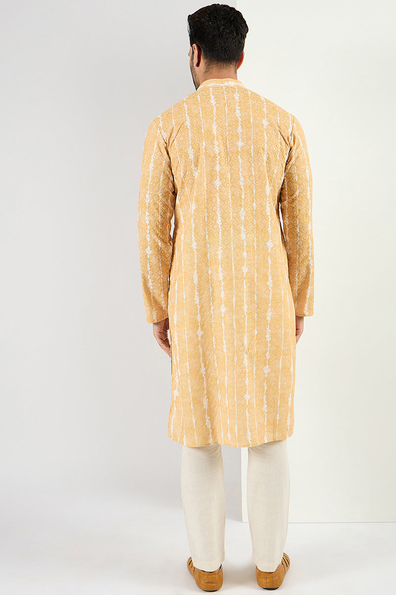Yellow Viscose Rayon Abstract Embroidered Chikankari Straight Kurta MK