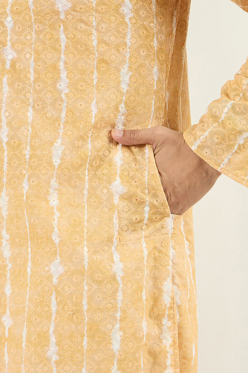 Yellow Viscose Rayon Abstract Embroidered Chikankari Straight Kurta MK