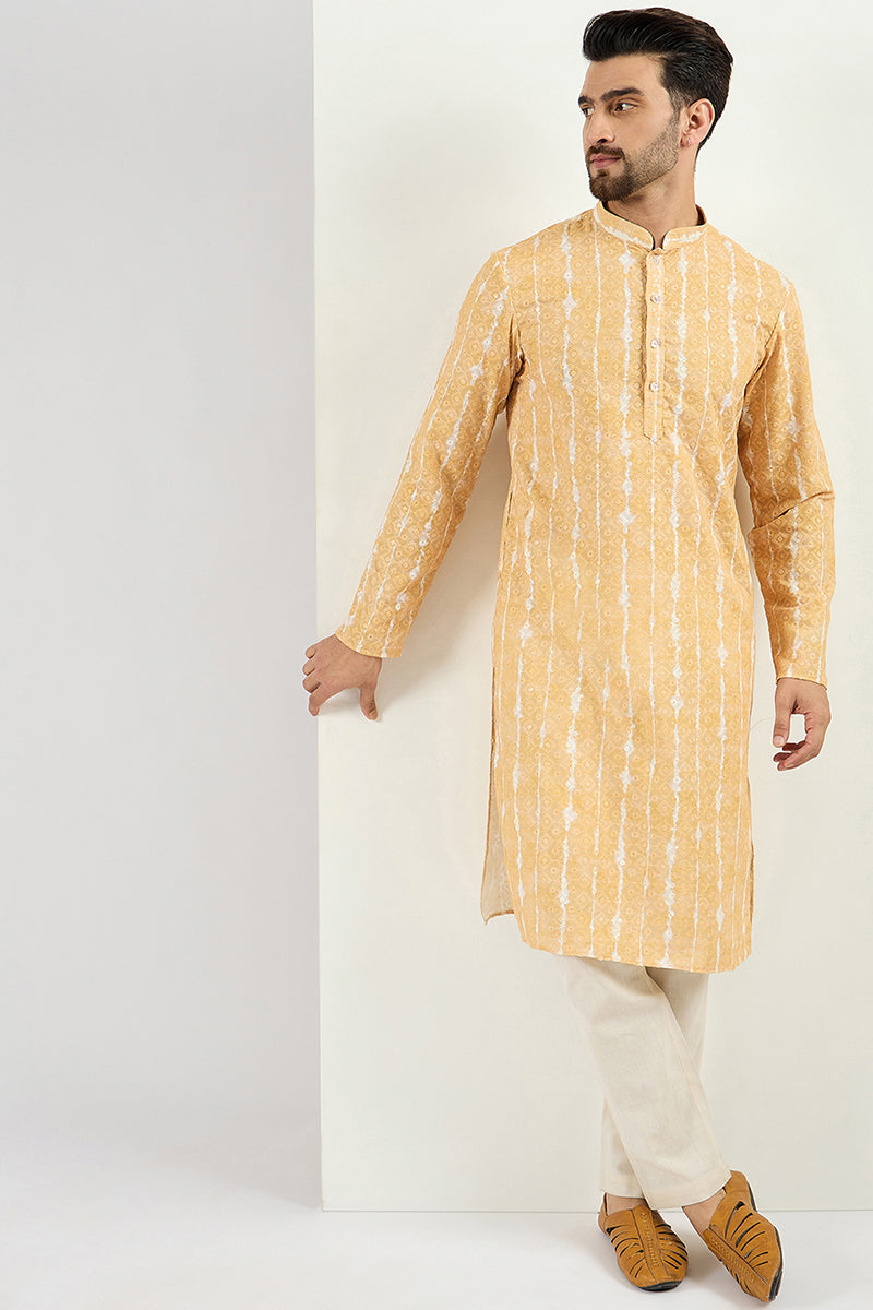 Yellow Viscose Rayon Abstract Embroidered Chikankari Straight Kurta MK