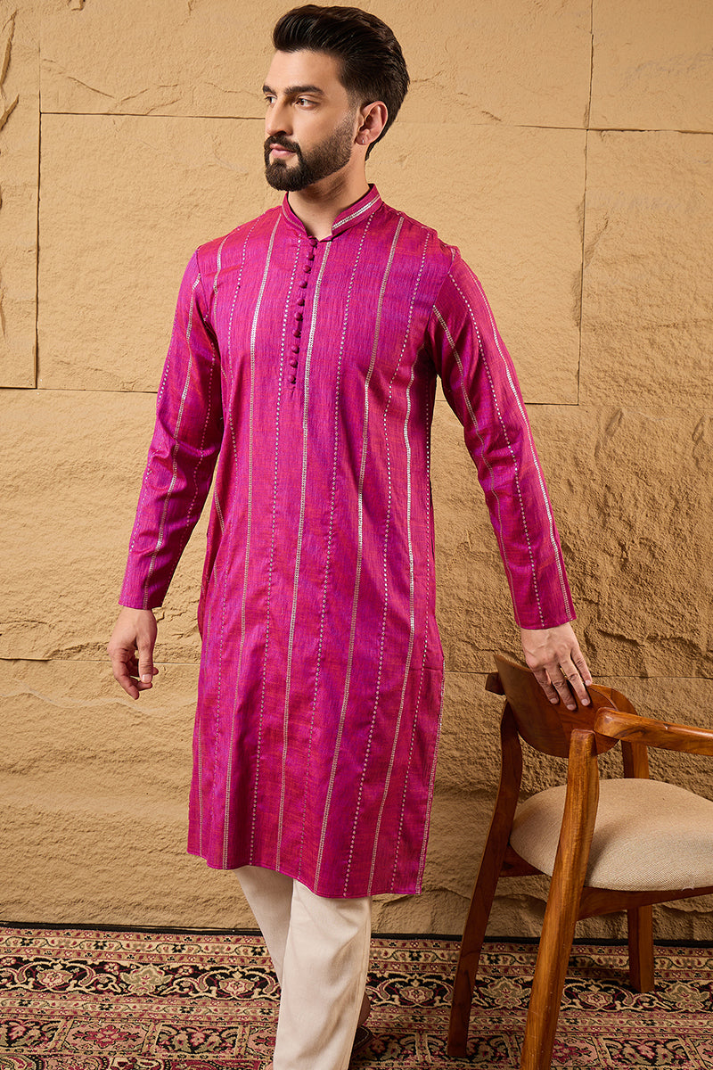 Pink Pure Cotton Embroidered Straight Kurta HOPMKU1120 | DesiQlo