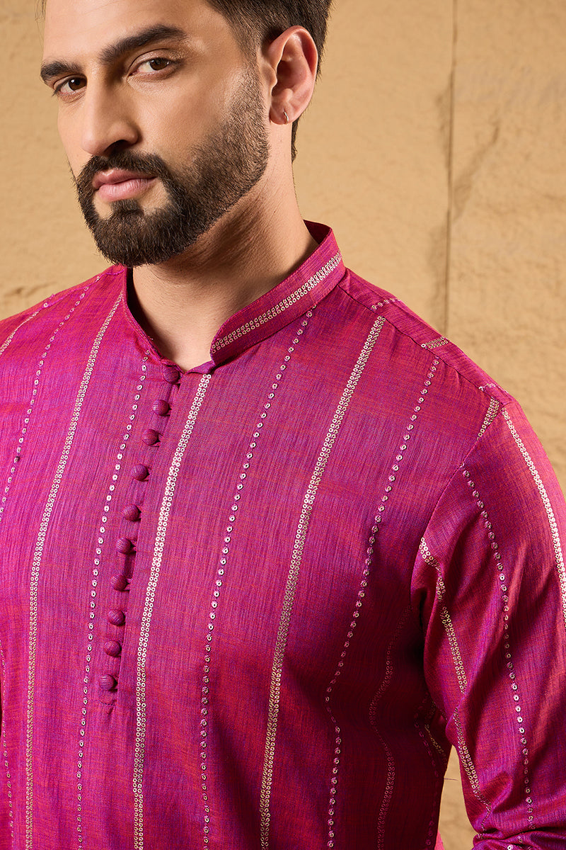 Pink Pure Cotton Embroidered Straight Kurta HOPMKU1120 | DesiQlo
