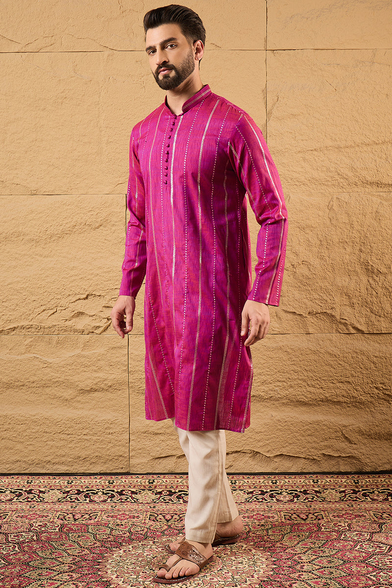 Pink Pure Cotton Embroidered Straight Kurta HOPMKU1120 | DesiQlo
