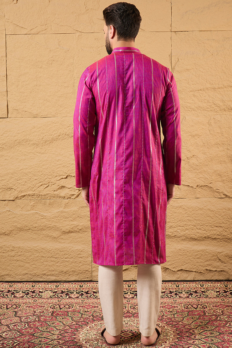 Pink Pure Cotton Embroidered Straight Kurta HOPMKU1120 | DesiQlo
