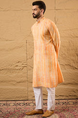 Orange Viscose Rayon Abstract Embroidered Chikankari Straight Kurta HOPMKU1125