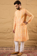 Orange Viscose Rayon Abstract Embroidered Chikankari Straight Kurta HOPMKU1125