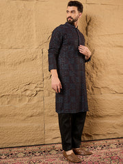 Ethnic Bay Men Brown Viscose Rayon Embroidered Chikankari Straight Kurta-MKU1166