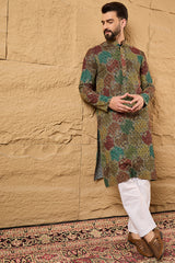 Multi Viscose Rayon Geometric Embroidered Chikankari Straight Kurta HOPMKU1180