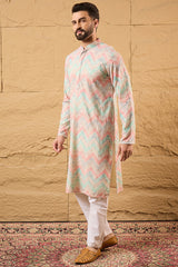 Multi Viscose Rayon Geometric Embroidered Straight Kurta MKU1193