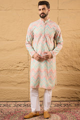 Multi Viscose Rayon Geometric Embroidered Straight Kurta MKU1193