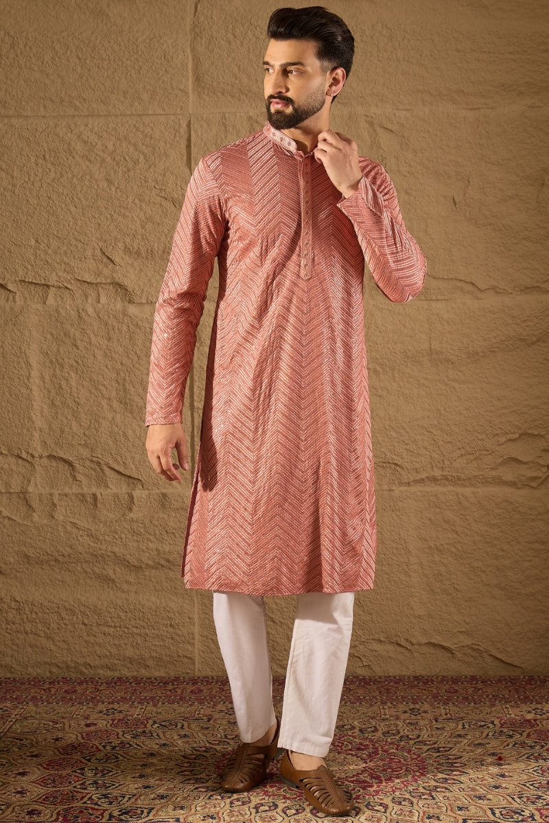 Pink Viscose Rayon Solid Embroidered Straight Kurta HOPMKU1201 | DesiQ