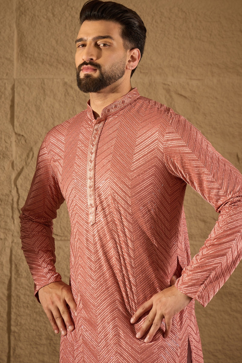 Pink Viscose Rayon Solid Embroidered Straight Kurta HOPMKU1201 | DesiQ